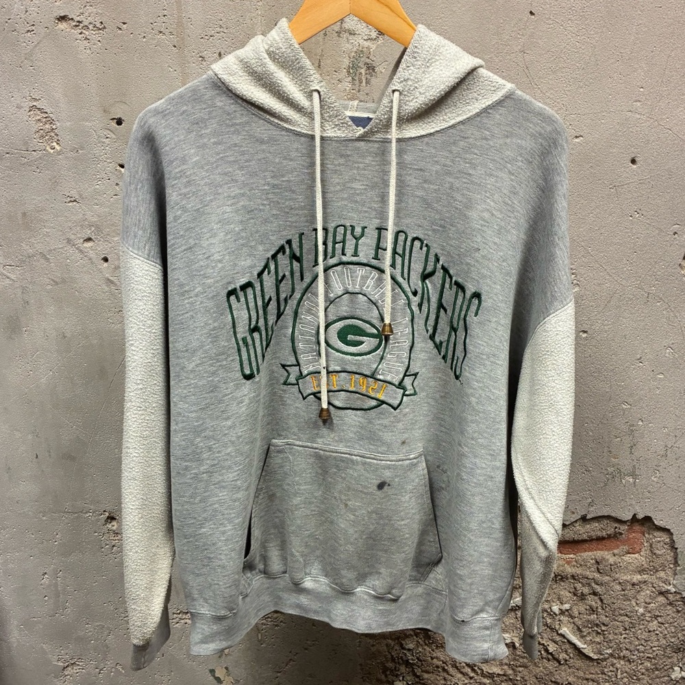 Lee Sport Vintage 90s Green Bay Packers Embroidered Gray Hoodie Sweatshirt Y2K